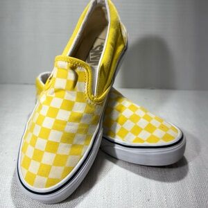 VANS CLASSIC Slip On Checkerboard Cyber Yellow Sneakers Men's 5.5 Women’s 7